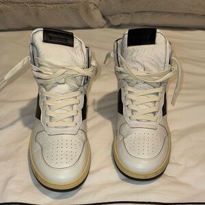 Rhude White and Black High-Top Sneakers